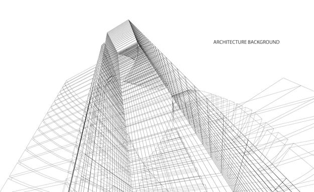 3d wireframe of building. sketch design.Vector