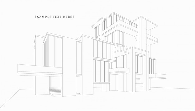 Wireframe 3d di costruzione