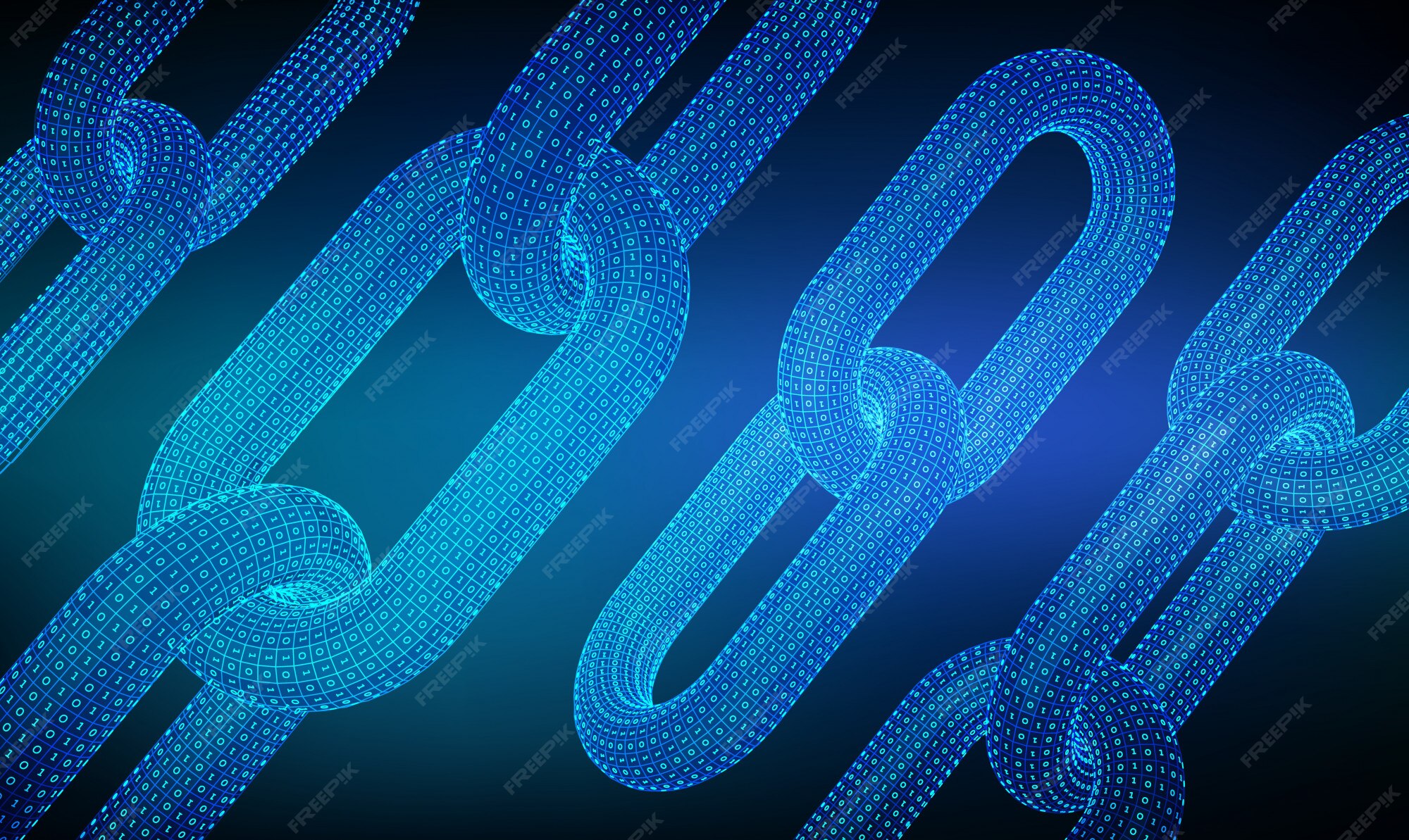 Premium Vector 3D wireframe chain with digital code. Chain link with binary code. Hyperlink