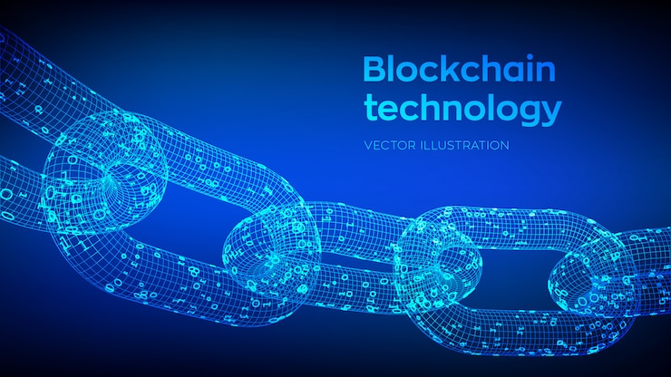 Vector 3d wireframe chain with digital code