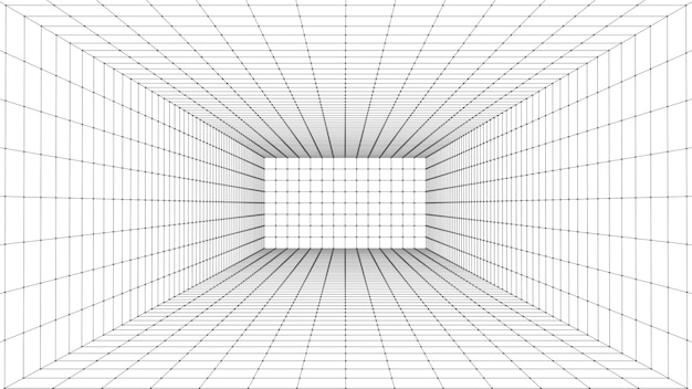 Vector 3d wireframe kamer perspectief laser raster een sjabloon voor interieurontwerp in perspectief