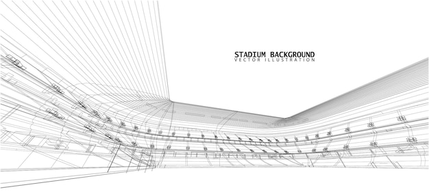 Vettore wireframe 3d di stadio o arena sportiva. sfondo sportivo - illustrazione