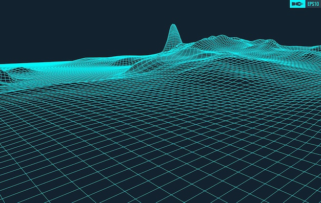 3d wireframe terrein groothoek eps10 vector