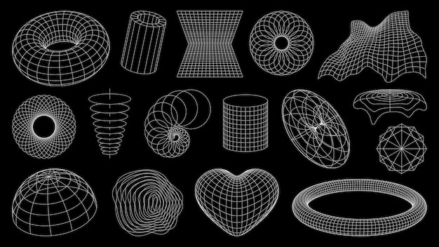 3d wireframe vormen brutale perspectief raster