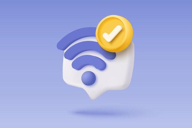 Vector 3d wireless connection and sharing network on internet hotspot access point for digital and online coverage broadcasting area with wifi 3d wireless signal icon rendering vector illustration