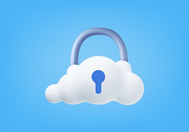 3d witte pluizige cloud locker veiligheidsconcept 3d-rendering wachtwoord beveiligd pictogram voor mobiele toepassingen en website concept vectorillustratie