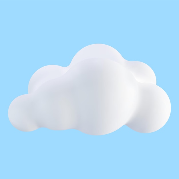 3D witte wolk geïsoleerd op blauw