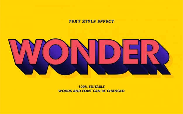 Effetto miracoloso di stile testo 3d wonder per poster di film