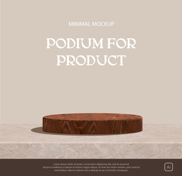 3d wood podium for product mockup