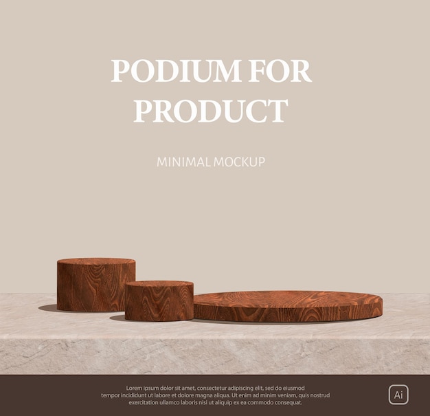 3d wood podium for product mockup