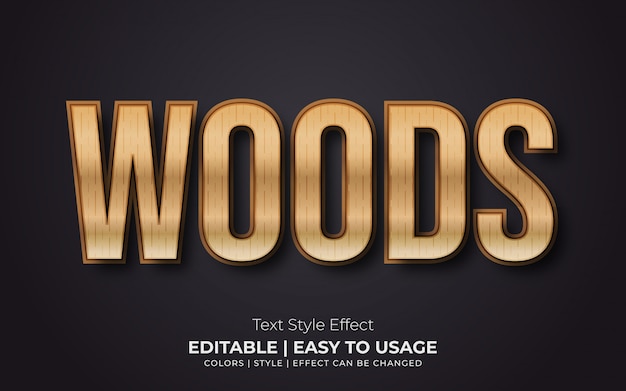 Vector 3d wood text style effect