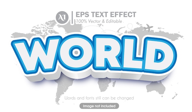 3d world travel style font text effect