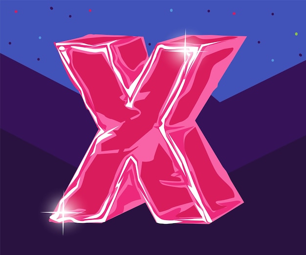 3d x pink letter alphabet vector illustration