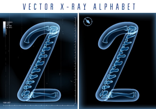 3D X-ray transparant alfabetgebruik in logo of tekst. Nummer twee 2