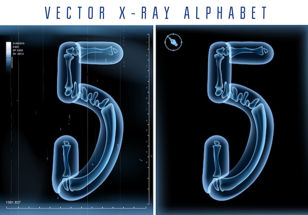 ロゴまたはテキストでの3dx線透過アルファベットの使用。 5番5