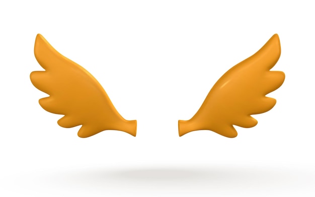 3d yellow angel wings in cartoon minimal style Vector illustration