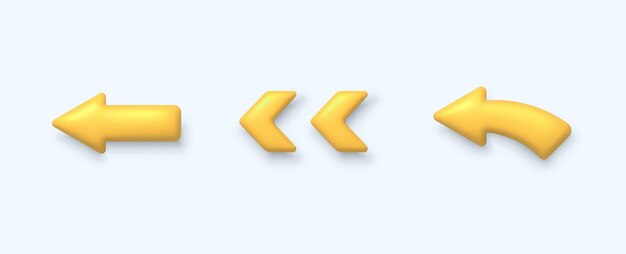 3d желтый стрелковый указатель изолированные иконы