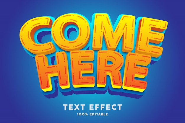 3d yellow and blue cartoon style text effect