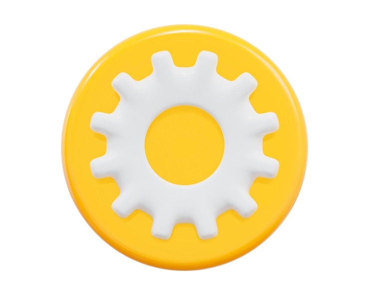Vector 3d yellow brilliant gear icon stock vector illustration on isolated background