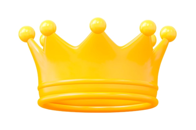 Икона 3d-желтой короны в стиле мультфильма