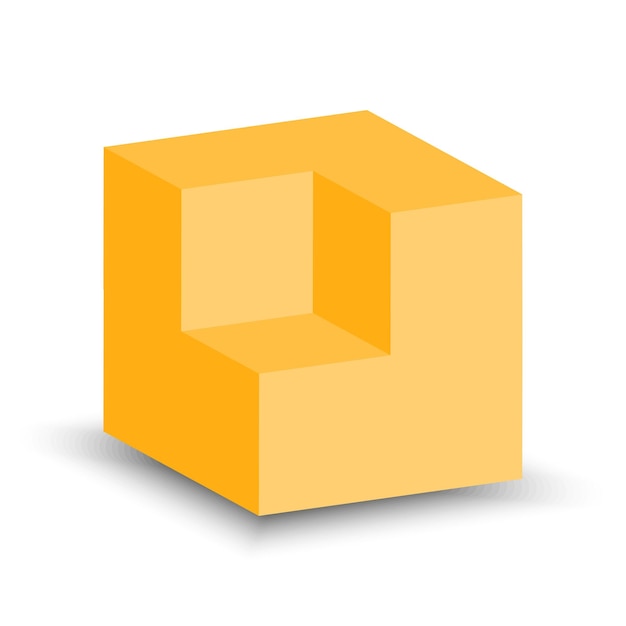 3d yellow cubic shape icon for concept design Cube shape icon design element Vector illustration