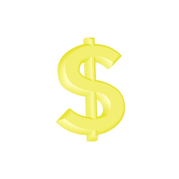 a 3d yellow dollar sign on white background