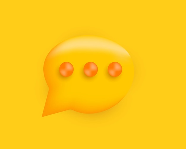 3d yellow glossy speech bubble illustration social on yellow background