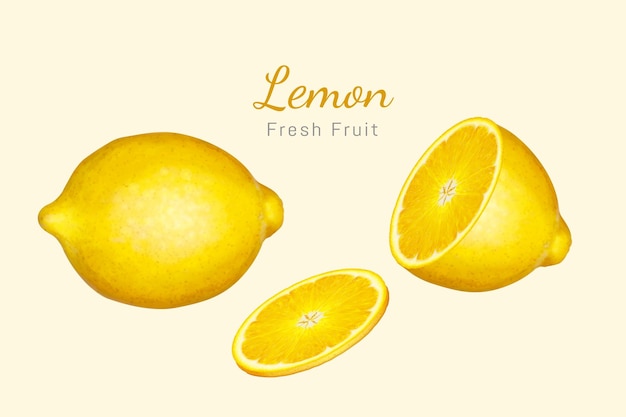 3D Yellow lemon