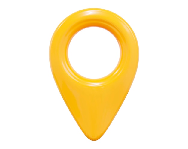 3d yellow map location pointer Pin code icon of the geolocation map Plastic cartoon style vector