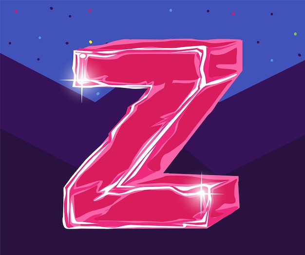 Vector 3d z pink letter alphabet vector illustration