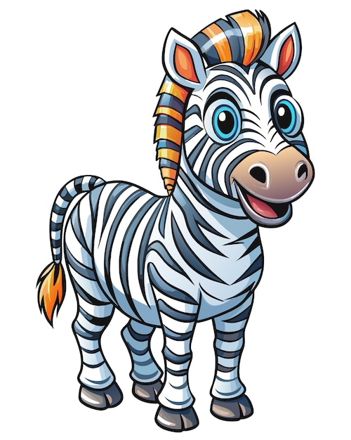 3D Zebra Cartoon Vector op witte achtergrond