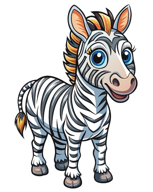 3D Zebra Cartoon Vector in White Background