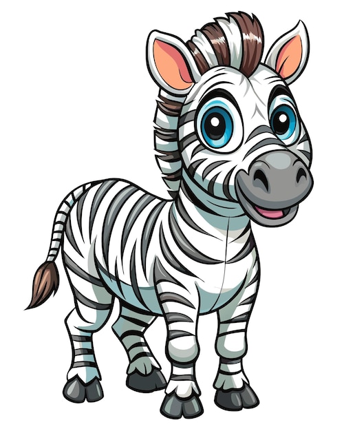 3D Zebra Cartoon Vector in White Background