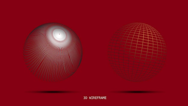 Vector 3d zilveren draadframe variatie set vector