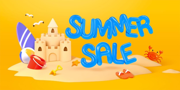 3D zomer verkoop banner