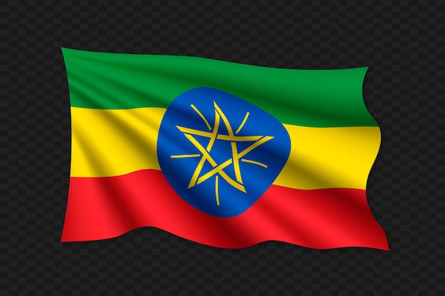 3D-zwaaiende vlag van Ethiopië Vectorillustratie