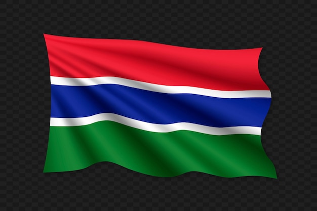 3D zwaaiende vlag van Gambia Vector illustratie
