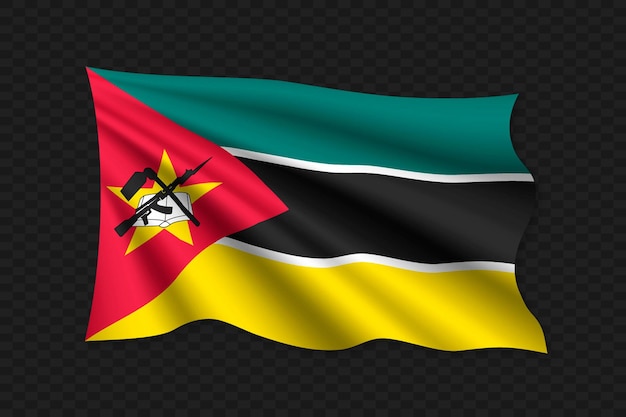 3d zwaaiende vlag van mozambique vectorillustratie