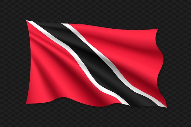 3D-zwaaiende vlag van Trinidad en Tobago Vectorillustratie