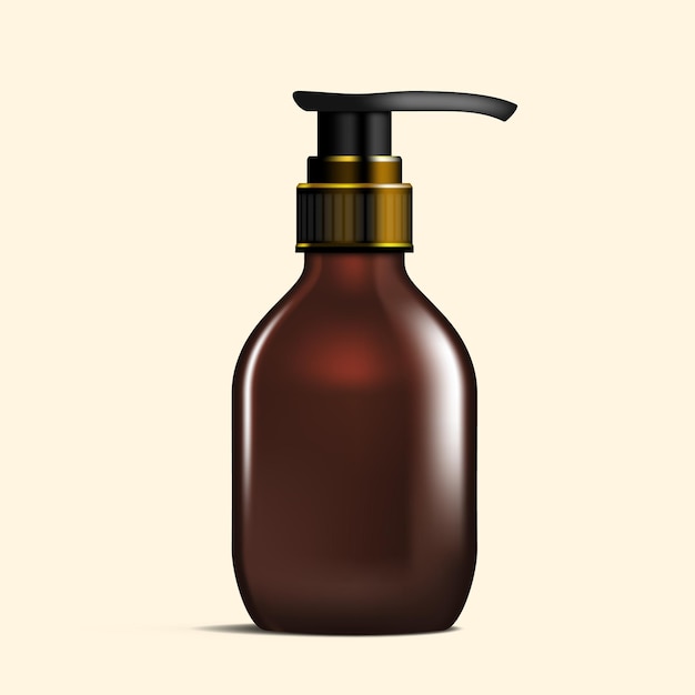 3D zwart en goud cosmetische vloeibare product fles