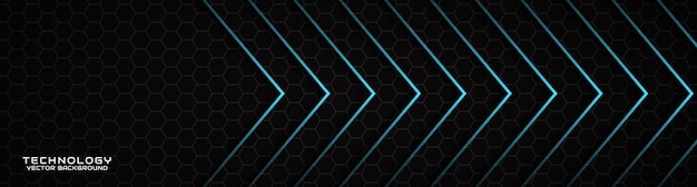 3D zwarte techno abstracte achtergrond overlap laag op donkere ruimte met blauwe pijl effect decoratie