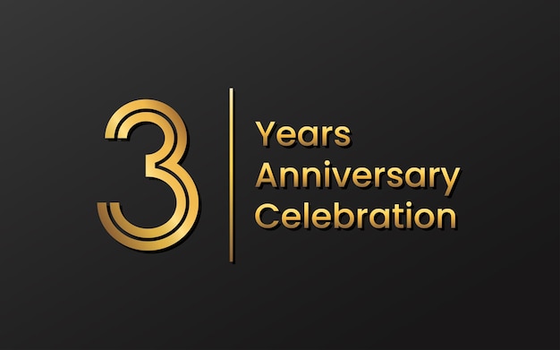 3e verjaardag sjabloonontwerp met gouden kleur voor jubileumviering Vector sjabloon