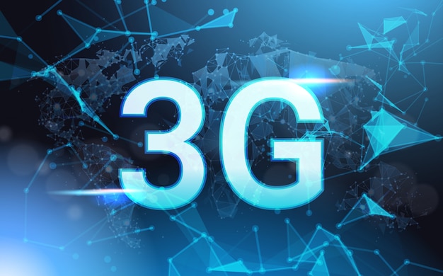 3g Internet Connection Speed Sign Over Futuristic Low Poly Mesh Wireframe