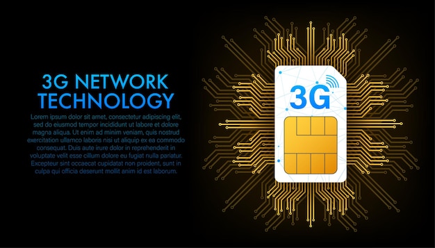 3g simkaart. mobiele telecommunicatie technologie symbool. vector illustratie.