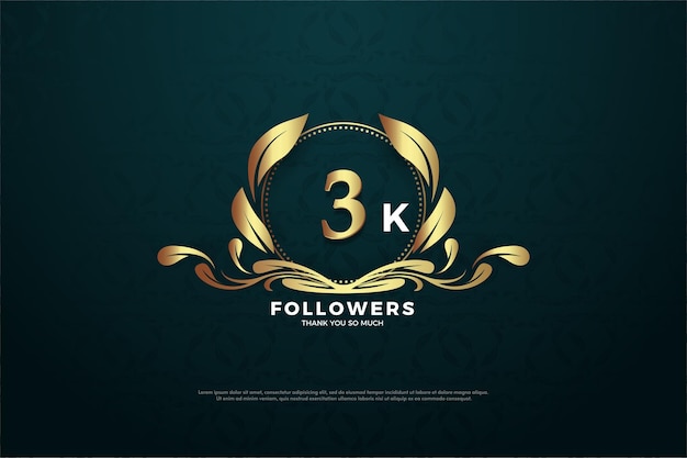 3k followers background with a golden number