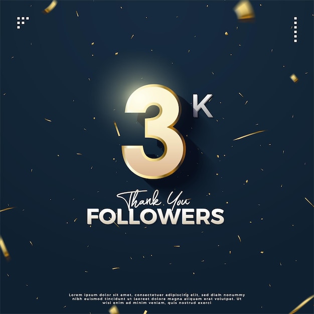 Vector 3k followers with light effect over beautiful numbers design premium vector