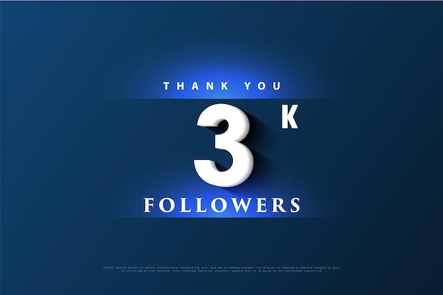 3k followers with light illustration above and below numbers.