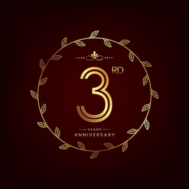 3rd anniversary logo with golden number for celebration event invitation wedding greeting card banner poster flyer book cover Vector design