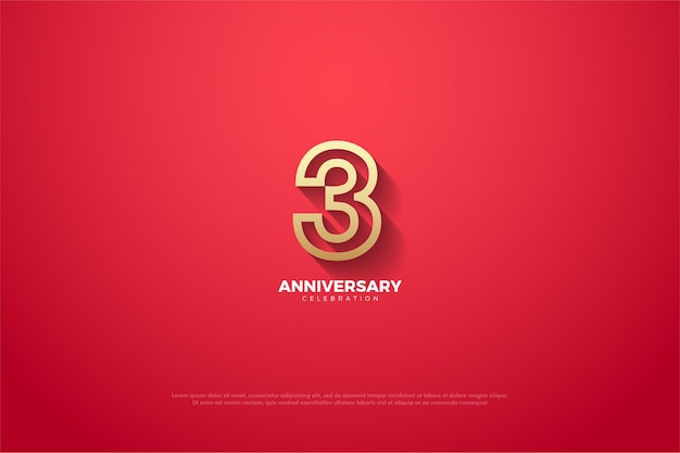 3 ° anniversario con contorno numerico