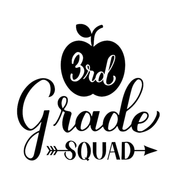 3rd Grade squad calligraphy hand lettering isolated on white First day of school Vector template for typography poster banner flyer greeting card postcard tshirt etc